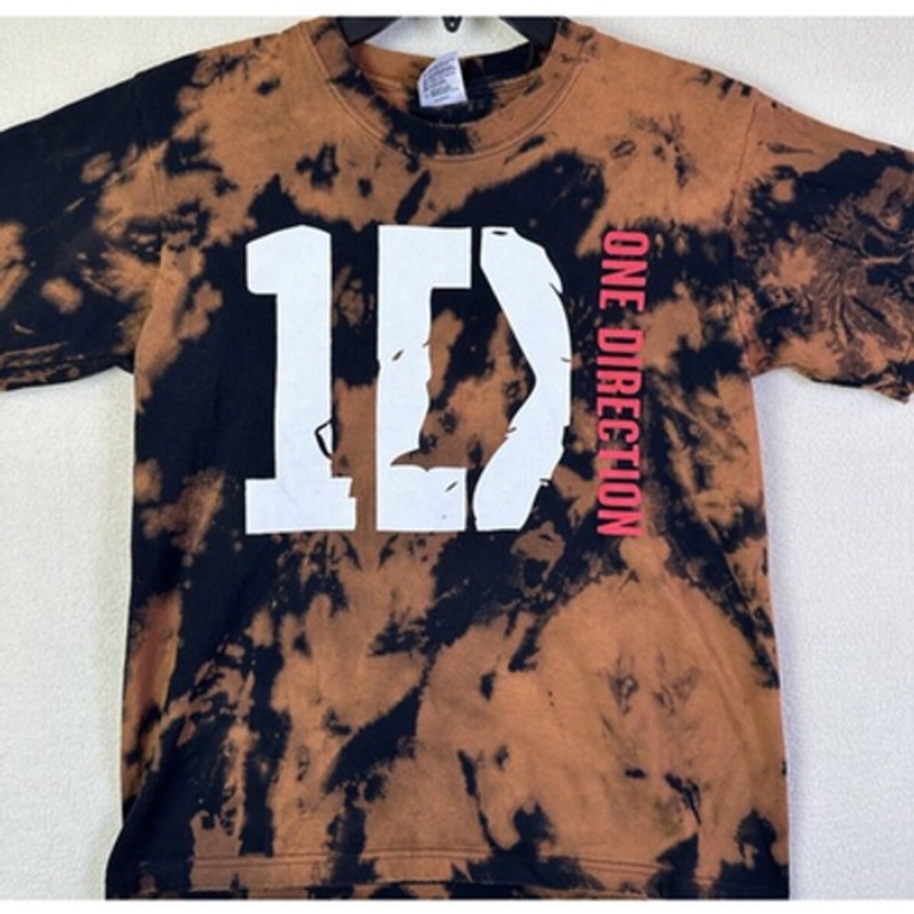 One Direction 1D Black Youth L T Shirt Bleach Dye Harry Styles Band Anvil Music